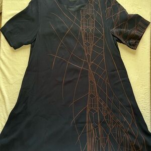 Wrap London Navy Dress with Clean Round Neckline